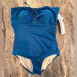 NWT! Trimshaper Slimming Woman’s Bathing Suit.  Removable straps. Blue Size 12.